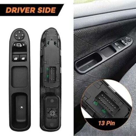 Commande Leve Vitre Passager + Côté Conducteur Compatible avec Peugeot 207 Interrupteur de Lève-Vitre Bouton Électrique Fenêtre 6490.HQ & 6554.QC (1/2)