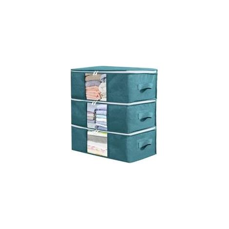 Confezione da 3 (blu) Sacchetti portaoggetti per vestiti, scatole portaoggetti da riporre sotto il letto, organizer in tessuto per abiti, per riporre piumoni, vestiti, biancheria da letto, impermeabil (1/4)