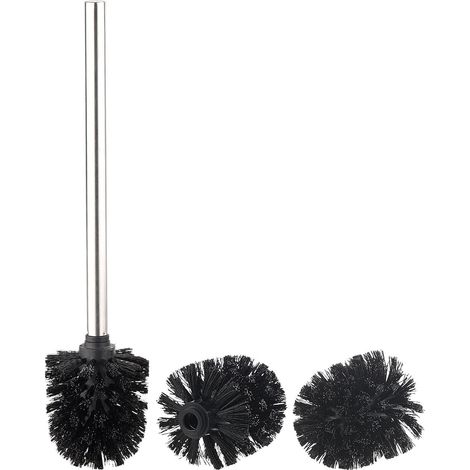 Brosse WC en Acier Inoxydable avec têtes de Rechange Ø 7,5 cm - Noir (1/5)