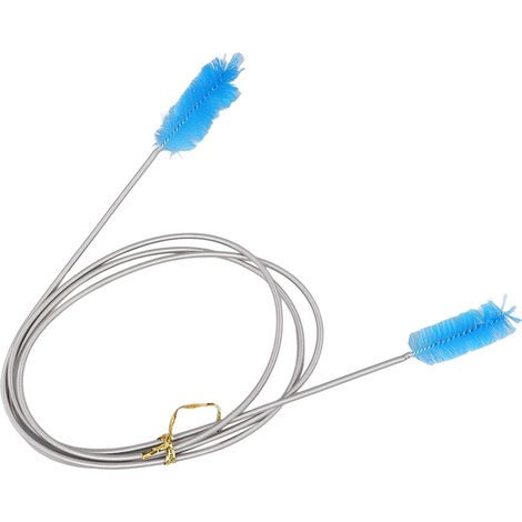 Brosse de nettoyage double embout en acier inoxydable pour tuyau de filtre d'aquarium, tube long, pour aquarium. (1/5)