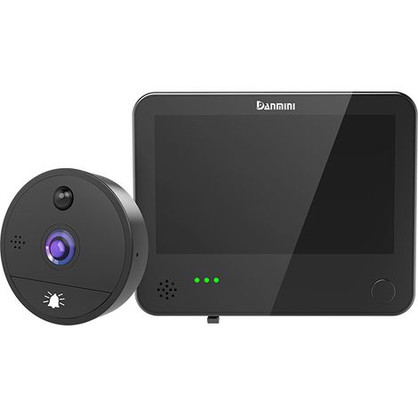 Sonnette connectée avec Wi-Fi, caméra de surveillance 160° de 4,3 pouces, interphone sans fil S80 - Noir (style graffiti)