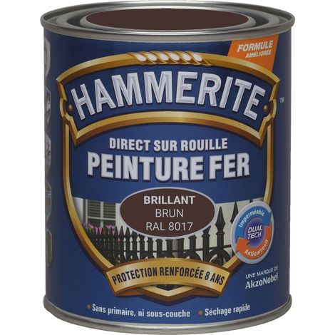 Peinture Direct Sur Rouille Laqué - Brun RAL 8017 - 2,5 L - Hammerite