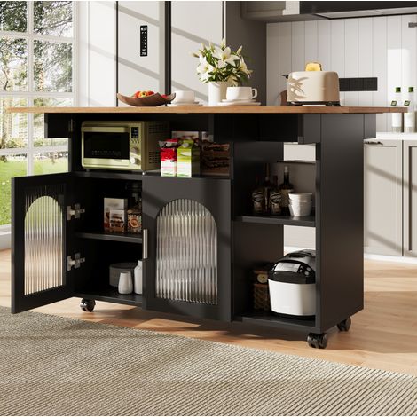 MEUBLIV Isla de cocina 120x70 cm negra – tablero abatible, sin colchón (1/5)