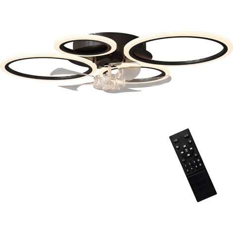 Ventilateur de plafond avec lumière et télécommande, plafonnier ventilateur 77 cm avec 6 vitesses