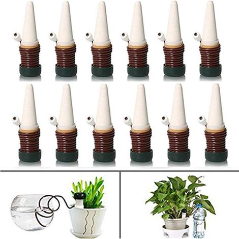 12-teiliges Bewässerungssystem, automatische Bewässerung, Keramik-Perkolator, Tropfbewässerung, Mikrobewässerung, Zimmerpflanzen, Selbstbewässerung, langsame Abgabe, für den Innen- und Außenbereich (1/4)