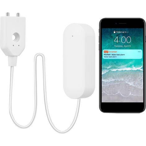 Détecteur de fuites d'eau Wi-Fi, capteur d'eau intelligent, contrôle par application, système d'alarme de niveau d'eau pour cuisine, salle de bain, buanderie, cave à vin, entrepôt