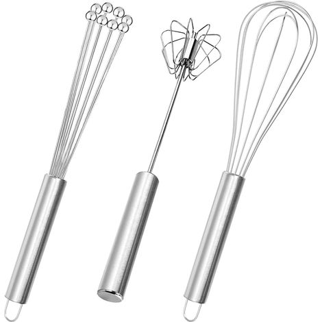 Set De Fouets - 3 Pièces En Acier Inoxydable - Fouet Ballon Et Fouet Flexible À Billes - Pour Mélanger Pétrir Et Monter - 20 cm Et 25 cm (1/5)