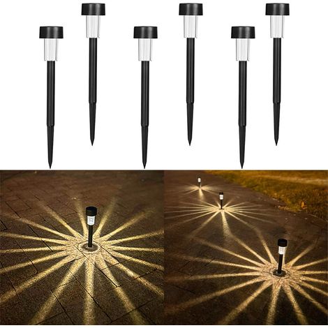 Set di 6 lampade solari – illuminazione solare da giardino - lampada solare - illuminazione da giardino – 31 x 4,5 x 4,5 cm – ABS – Nero (1/5)