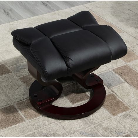 Drehbarer Relaxsessel mit Fußstütze, verstellbar, schwarzes Kunstleder OKMYHOME (1/5)