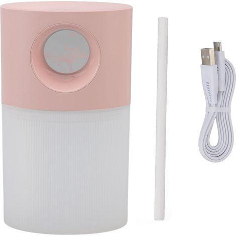 Mini humidificateur silencieux rechargeable USB à brume fine, portable, avec veilleuse, pour la maison et le bureau, 350 ml, rose. (1/5)
