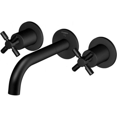Steinberg 250 - Rubinetto ad incasso per lavabo, montaggio a 3 fori, con corpo incasso, nero opaco 250 1902 S (1/5)
