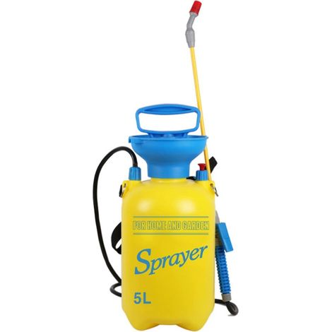Spruzzatore ad aria compressa da 5 litri, spruzzatore pressurizzato a spalla, bomboletta spray a pressione, giallo e blu (1/5)