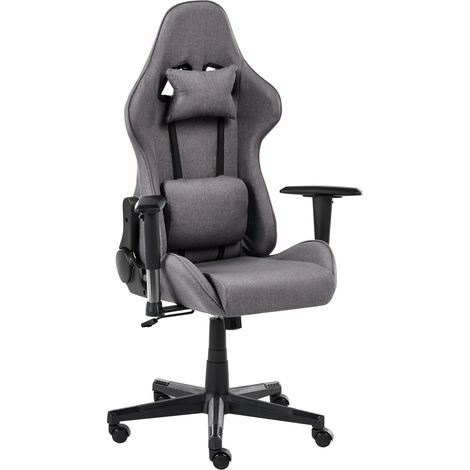Silla de oficina de poliéster gris oscuro negro gaming altura regulable Warrior