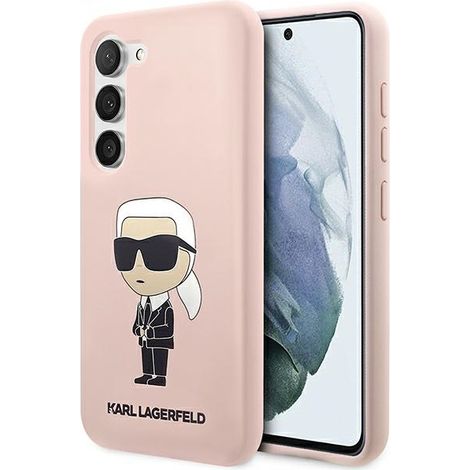 Karl Lagerfeld KLHCS23SSNIKBCP S23 S911 custodia rigida rosa/rosa Silicone Ikonik (1/5)