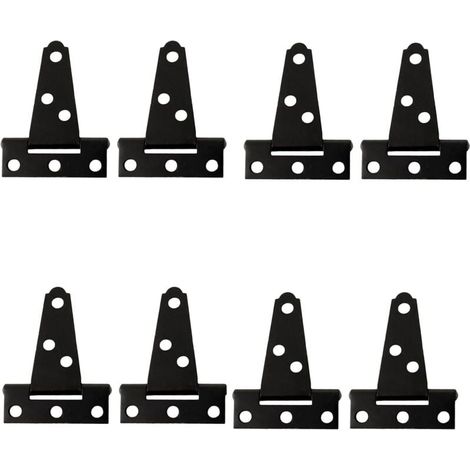Charnières de porte, lot de 8 charnières noires de 5 cm (2 pouces), en forme de T, durables, en acier inoxydable et fer léger, pour porte de cabanon, charnières pour meubles et placards à monter soi-m