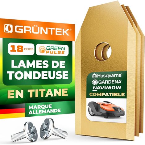 18 Lames De Rechange - Acier Inoxydable - Revêtement TiN - Pour Robot Tondeuse Husqvarna Gardena Navimow - Fixation Sécurisée - Argent - 5,6x2,2cm (1/5)