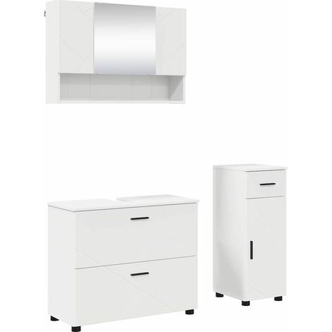 Maison Exclusive - Badezimmermöbel-Set mit Regal 3 pcs Weiß Sperr (1/5)