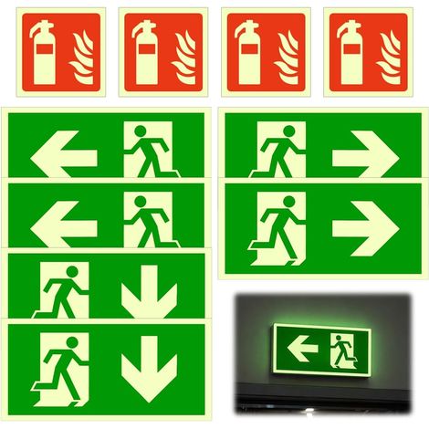 Lot de 6 Panneau Sortie de Secours + 4 Pièces Pictogramme Extincteur (1/5)