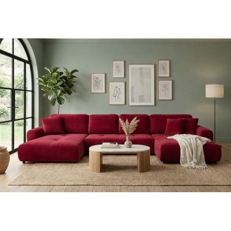 Wohnlandschaft mit Schlaffunktion BRUSK MAX Sofa in Stoff Kronos Rot (1/5)