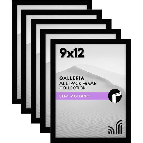 Lot de 5 cadres photo de 22,9 x 30,5 cm - Comprend le matériel de suspension en dents de scie et un chevalet pour un affichage horizontal ou vertical pour mur et table avec plexiglas poli (1/5)