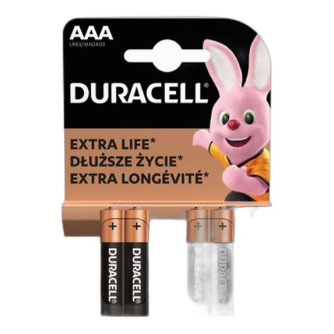 Batterie alcaline Duracell tipo AAA 4 pezzi.