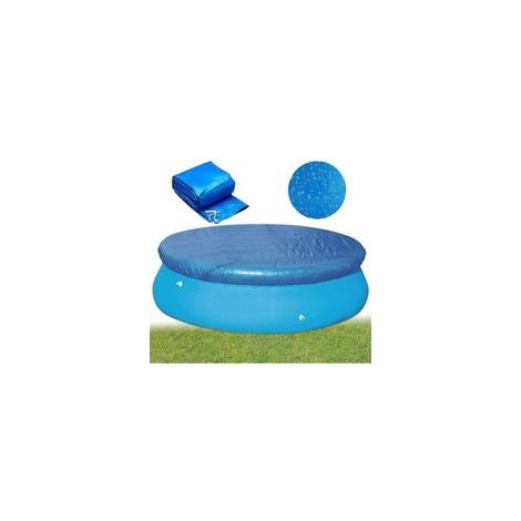 Bâche de piscine ronde, couverture solaire pour piscine hors sol, protection contre la poussière avec cordon de serrage pour piscine gonflable, housse anti-poussière pour jacuzzi,bleu 3 m (1/3)