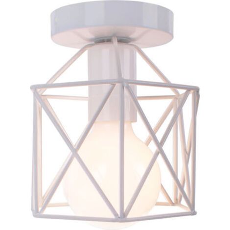Plafonnier Vintage Lustre Rétro Abat-Jour En Métal Lampe De Plafond Industrielle Pour Café, Couloir, Chambre À Coucher, Cuisine, Salon, Blanc (1/5)