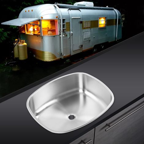 Zubehör für Wohnmobile: 455390160 mm Edelstahl 304 Spülbecken/Waschbecken mit 40 mm Abflussgarnitur für Wohnmobile, Wohnwagen, Yachten, Badezimmer und Küchen (GR-569) (Übergröße) (Übergewicht) (1/5)