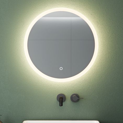 Mai & Mai Miroir de Salle de Bain avec Éclairage LED Glace Suspendu Miroir Rond Diamètre de 50 cm Anti-Buée LS 05 (1/5)