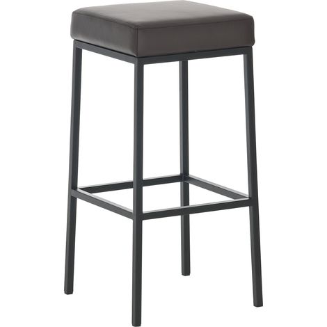 Sgabello da bar x1 con poggiapiedi dal design semplice, altezza 85 cm, in PVC marrone e metallo nero 100005244