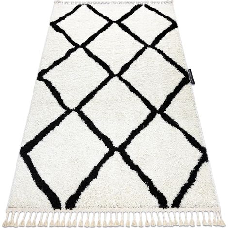 Carpet BERBER CROSS white Fringe Berber Moroccan shaggy white 160x220 cm