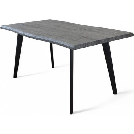 Tavolo rettangolare con struttura in metallo e piano in mdf effetto pietra 90x160xH75 cm Dabber