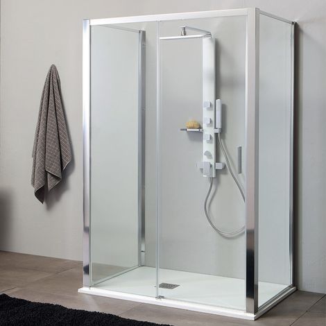 Bo x Doccia a Muro 3 Lati - Dim. 70 x 100 x 70 cm - con Porta Scorrevole Abbinata a 2 Lati Fissi (1/5)