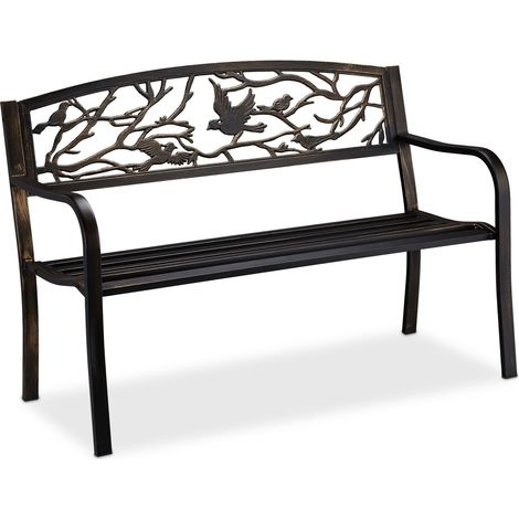 Banc de jardin design antique pour 2 personnes 87 x 127 x 57 cm en acier noir (1/5)