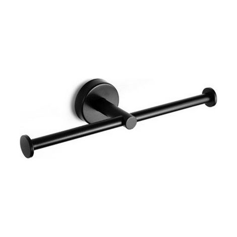 Portarotolo bagno design doppio gancio in acciaio inox nero opaco  MIRA-N kamalu