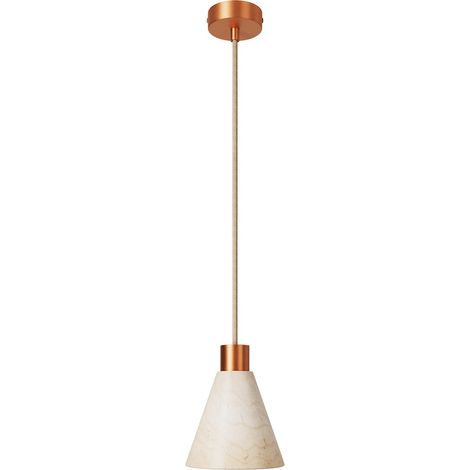 Lampe à suspension avec abat-jour conique en bois Sans ampoule - Cuivre satiné (1/4)