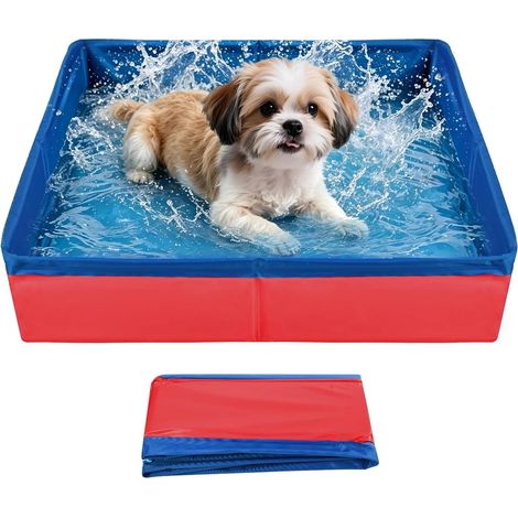 Piscine Chien Petite Pliable 50x10cm Portable Piscine pour Chat Mini Piscines Animaux en PVC Antidérapante Petite Chien Piscines pour La Baignade et Le Rangement (Rouge) (1/5)