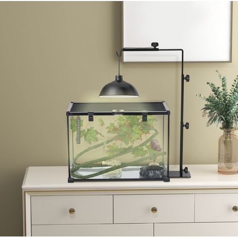 Support pour lampe chauffante pour terrarium réglable 40 x 15 x 95 cm en acier noir DESVIAE (1/5)