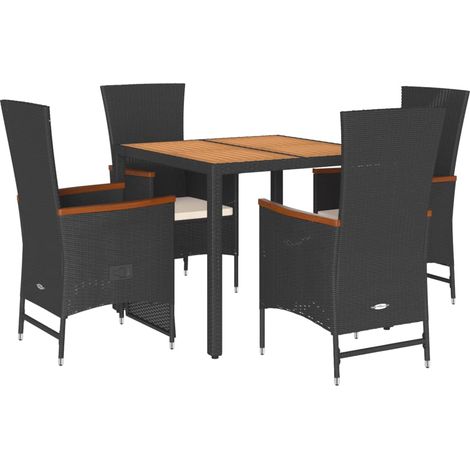 Maison Exclusive - 5-tlg. Garten-Essgruppe mit Kissen Schwarz Pol (1/5)