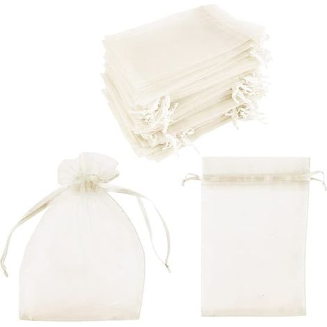 Sachets en organza, lot de 100, couleur crème, 10 x 15 cm (1/5)