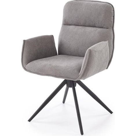 Chaise pivotante en tissu gris et pied en métal noir Mirka (1/5)