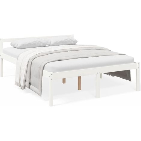 Maison Exclusive - Seniorenbett Weiß 150x200 cm Massivholz Kiefer