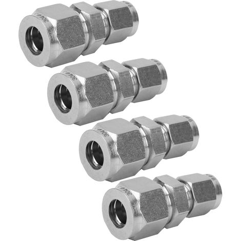 4 Stück Kompressionsrohradapter aus Edelstahl 304, Doppelklemmring, gerade, reduzierend Ф6/Ф10 (1/5)