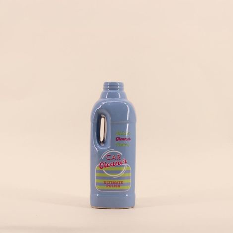 Vase bouteille nettoyant voiture bleu, H26cm