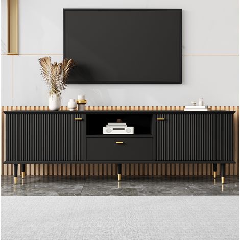 Mueble TV 170x39,5x46 cm nogal MDF con puertas correderas y cajones (1/5)