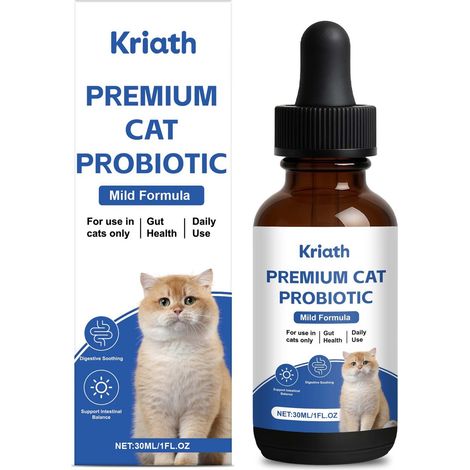 Gouttes probiotiques pour chats, aux ingrédients doux, adaptées aux chats de tous âges, pour l'entretien quotidien – 30 ml (1/5)