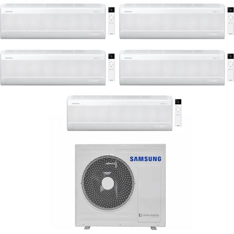 Samsung Climatizzatore Penta Split Windfree Avant S2 7+12+12+12+12 BTU con AJ100TXJ5KG/EU Inverter R-32 Wi-Fi Classe A++
