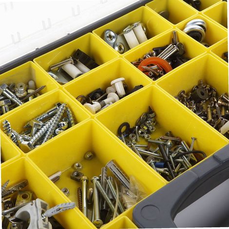 Mallette de rangement 333 x 420 x 60 mm – Boite de rangement pour outils – Design jaune et noir – Compartiments modulables