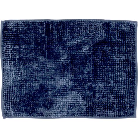 Tappeto Shaggy Bagno E Cucina Retro Antiscivolo Microfibra Mod. Perla Blu Navy, misura50x80coloreBlu (1/4)
