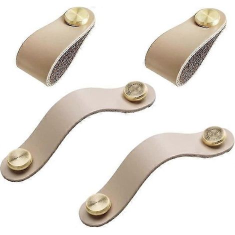 Poignées de meuble en cuir, 4 poignées de style vintage, boutons en cuir pour cuisine (1/4)